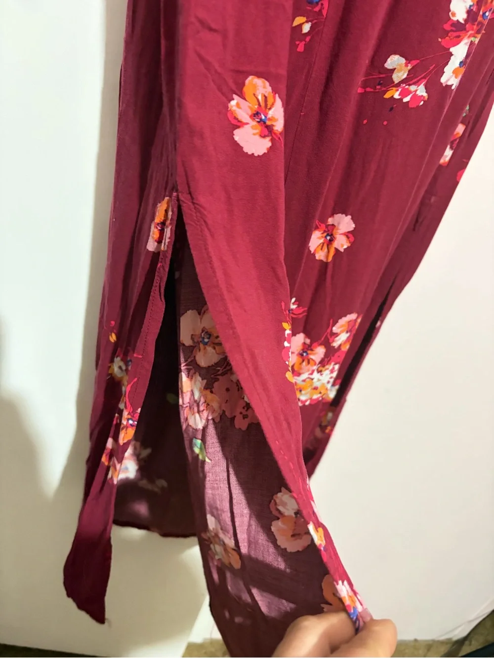 Apt. 9 Burgundy Floral V-Neck Sleeveless Maxi Dress - Picture 9 of 13